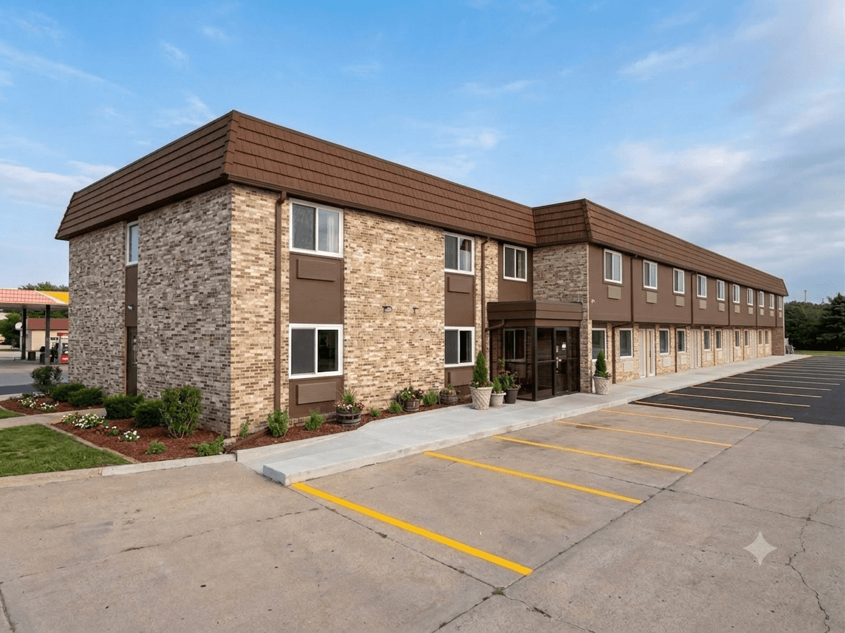 Island Inn motel exterior at Island Inn Grand Island Nebraska